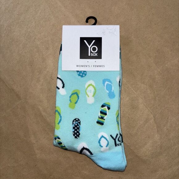 Yo Sox Women’s Socks Size 6-10 Blue Flip Flops - Picture 2 of 4